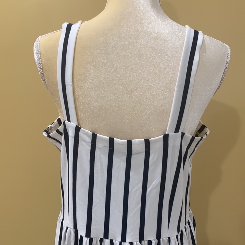 LOFT Striped Tiered Square Neck Dress size 14 - Picture 9 of 13